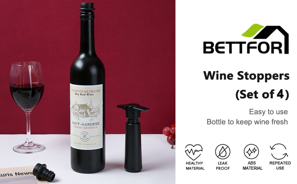 Wine Saver Pump with 4 Vacuum Wine Stoppers, Wine Bottle Stoppers with Food Grade Silicone Leak proof Keep Fresh Suitable for All Standard Wine Bottles