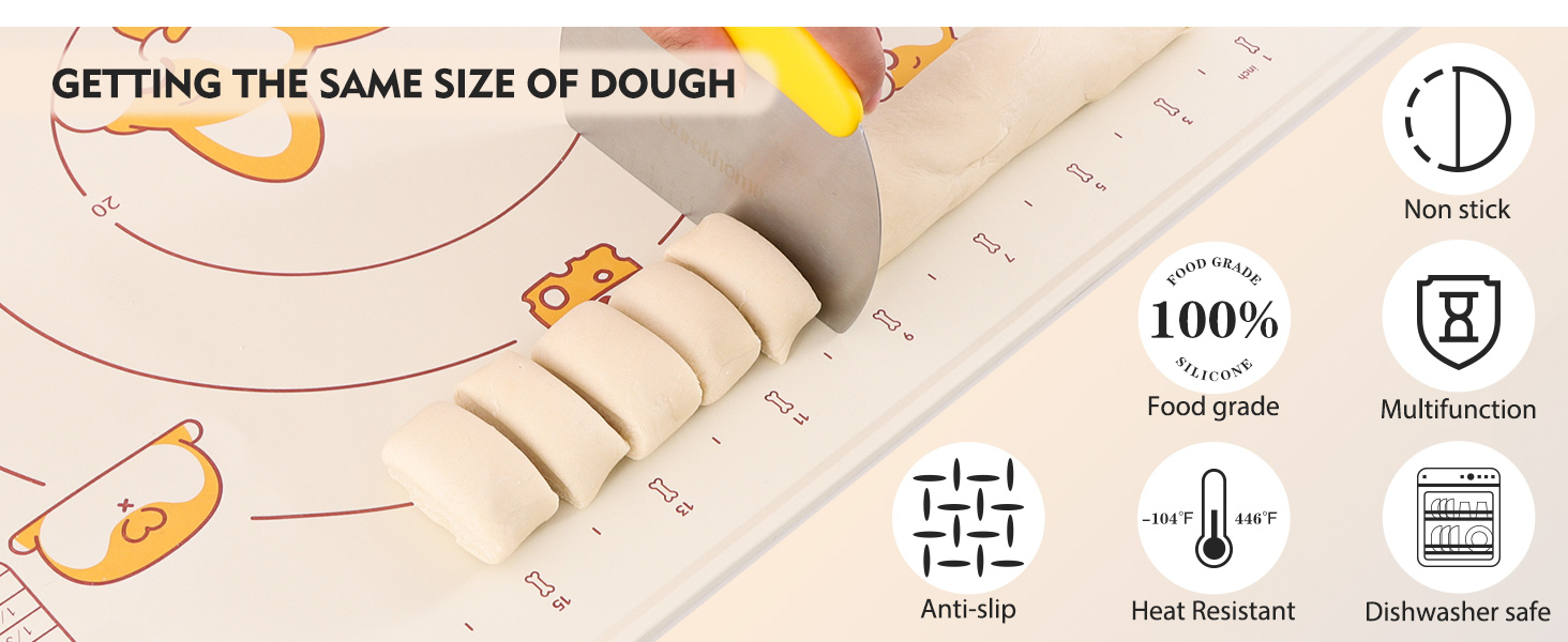 Ourokhome Silicone Baking Mat Sheet and Pastry Dough Cutter, 0.5 Inch Thick 20'' X 16