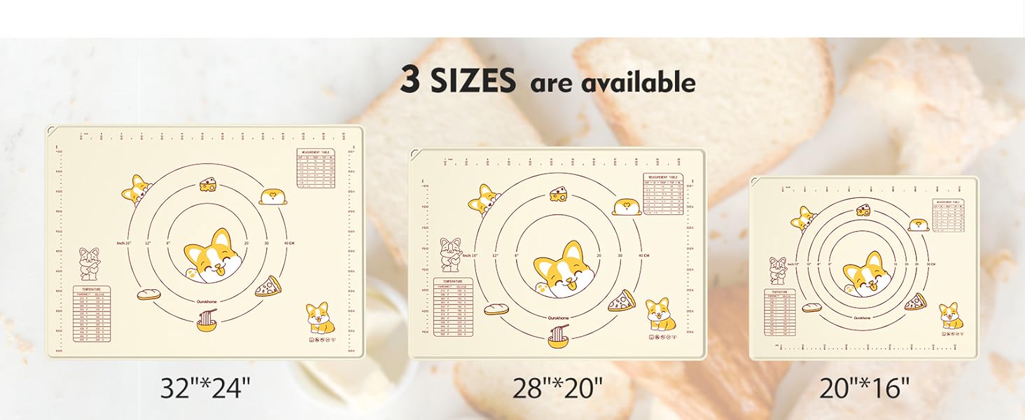 Ourokhome Silicone Baking Mat Sheet and Pastry Dough Cutter, 0.5 Inch Thick 20'' X 16