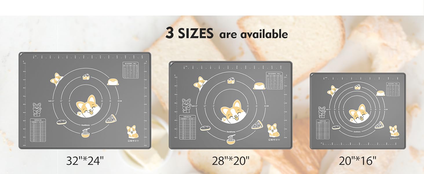 Ourokhome Silicone Baking Mat Sheet and Pastry Dough Cutter, 0.5 Inch Thick 20'' X 16