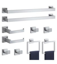 10-Pieces Brushed Nickel Bathroom Accessories Set, Stainless Steel Bathroom Hardware Set, Towel Racks for Bathroom Wall Mounted 24 Inch Bath Towel Bar Set.
