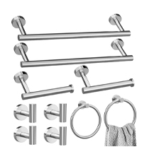 10-Pieces Brushed Nickel Bathroom Accessories Set, Stainless Steel Bathroom Hardware Set, Towel Racks for Bathroom Wall Mounted 24 Inch Bath Towel Bar Set.
