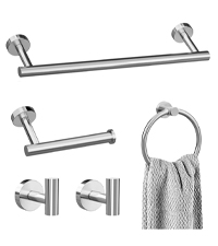 10-Pieces Brushed Nickel Bathroom Accessories Set, Stainless Steel Bathroom Hardware Set, Towel Racks for Bathroom Wall Mounted 24 Inch Bath Towel Bar Set.