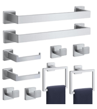 10-Pieces Brushed Nickel Bathroom Accessories Set, Stainless Steel Bathroom Hardware Set, Towel Racks for Bathroom Wall Mounted 24 Inch Bath Towel Bar Set.
