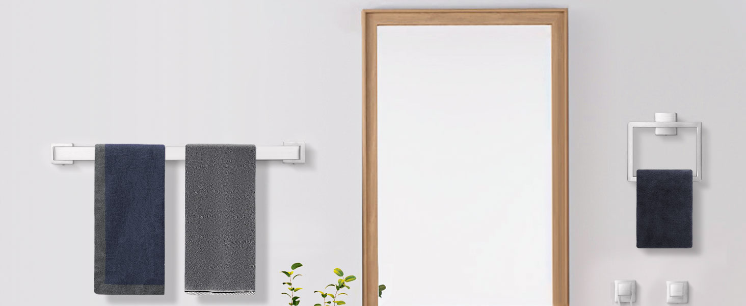 10-Pieces Brushed Nickel Bathroom Accessories Set, Stainless Steel Bathroom Hardware Set, Towel Racks for Bathroom Wall Mounted 24 Inch Bath Towel Bar Set.