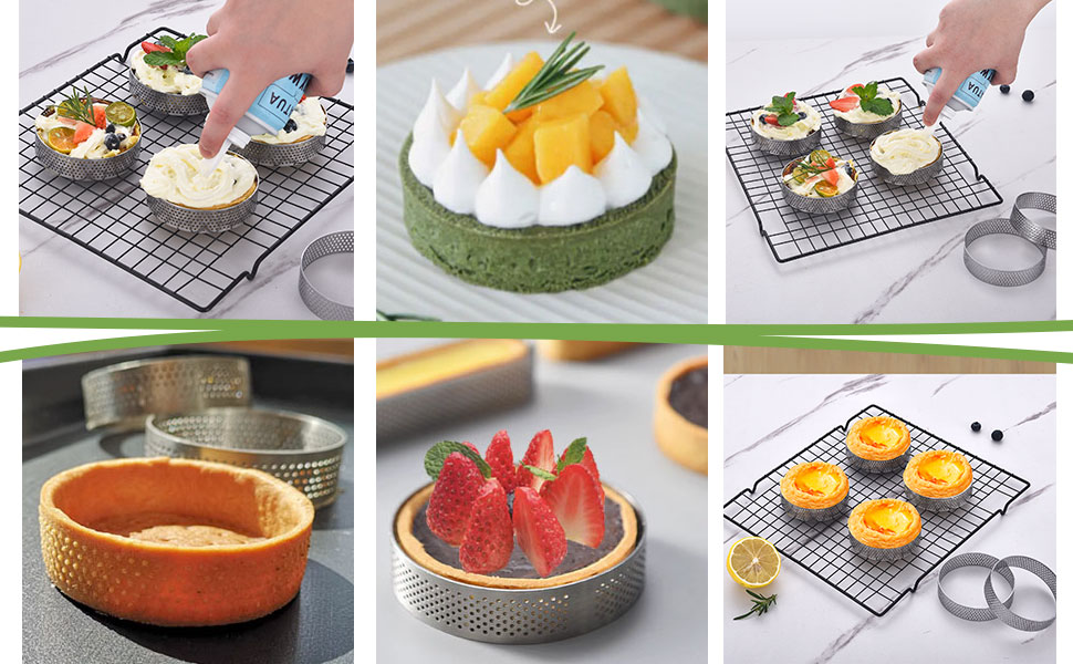 12Pack Tart Rings 3.15 Inch Perforated Tart Ring Stainless Steel, Round Mousse Cake Ring Metal Pastry Mold for Baking Cooking Pastries, small fruit tartet crust 8cm