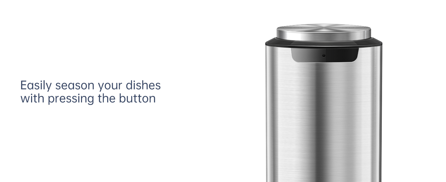 CIRCLE JOY Electric Pepper Grinder Stainless Steel Rechargeable Pepper Mill with External Adjustable Coarseness, 95ml Container and White LED Light, Silver