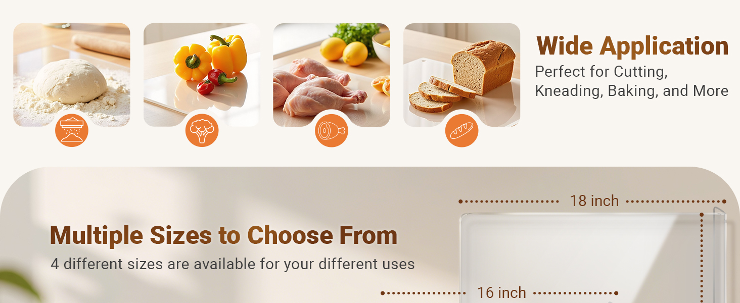 Acrylic Cutting Board with Counter Lip, 17.5x13.5 Inch Clear Cutting Boards for Kitchen Counter, Large Cutting Board Non Slip for Countertop Protector, Apartment Essentials Kitchen Decor Gifts