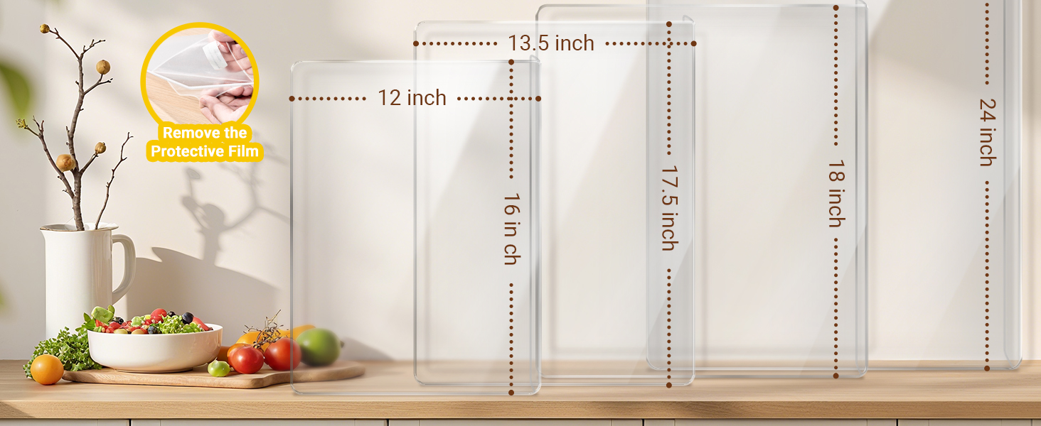 Acrylic Cutting Board with Counter Lip, 17.5x13.5 Inch Clear Cutting Boards for Kitchen Counter, Large Cutting Board Non Slip for Countertop Protector, Apartment Essentials Kitchen Decor Gifts