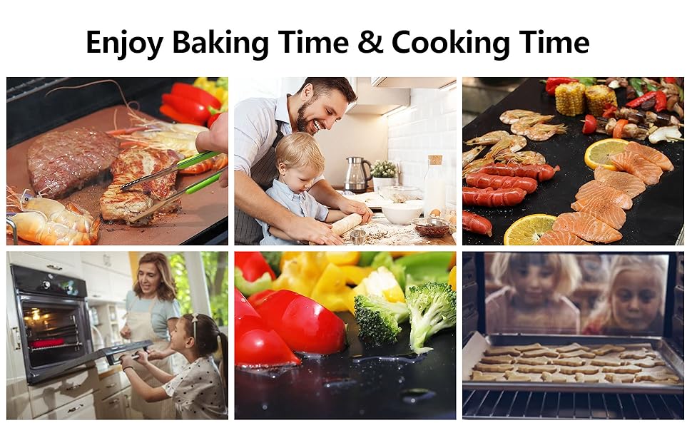 Oven Liners for Bottom of Oven, 16x24 inch Thick Heavy Duty Non Stick Teflon Oven Mats, BPA and PFOA Free Reusable Oven Liners for Bottom of Electric Oven (5 Pack)