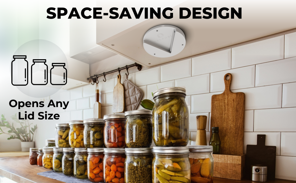 Under Cabinet Lid Jar Opener - for Weak Hands and Seniors with Arthritis - Heavy Duty, Allows to Easily Unscrew Any-Size Lid - Effortless Bottle & Can Opener for your Kitchen