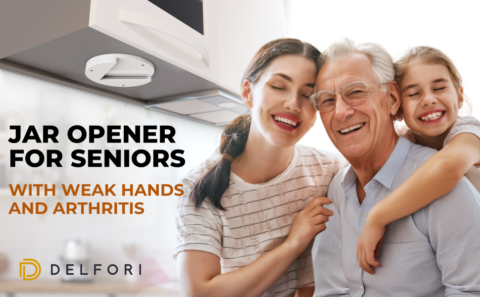 Under Cabinet Lid Jar Opener - for Weak Hands and Seniors with Arthritis - Heavy Duty, Allows to Easily Unscrew Any-Size Lid - Effortless Bottle & Can Opener for your Kitchen