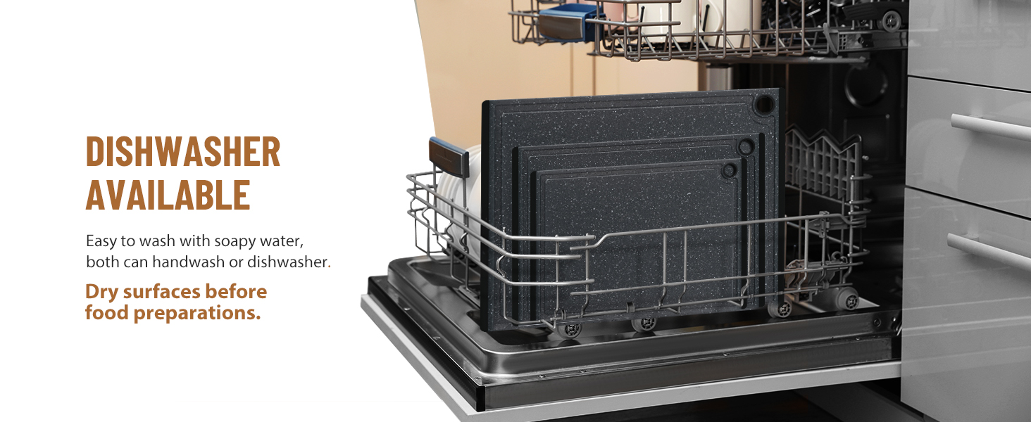 Plastic Cutting Boards for Kitchen, 3-Piece Large Cutting Board Set Dishwasher Safe Chopping Boards with Non-slip Feet and Juice Grooves, Kikcoin