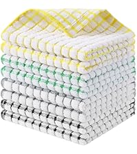Kitinjoy Cotton 8 Pack Terry Kitchen Dish Cloths, 12 x 12 Inches Super Soft and Absorbent Dish Rags, Quick Drying Dish Towels for Washing Dishes, Mixed Color