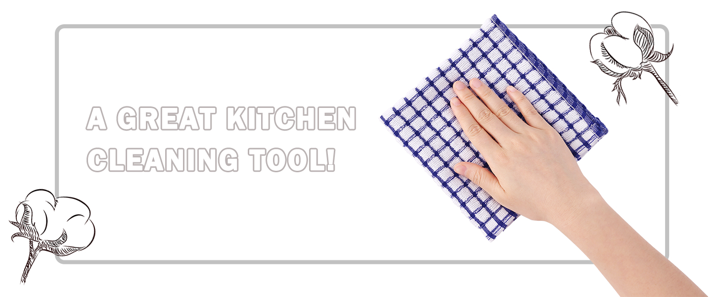 Kitinjoy Cotton 8 Pack Terry Kitchen Dish Cloths, 12 x 12 Inches Super Soft and Absorbent Dish Rags, Quick Drying Dish Towels for Washing Dishes, Mixed Color