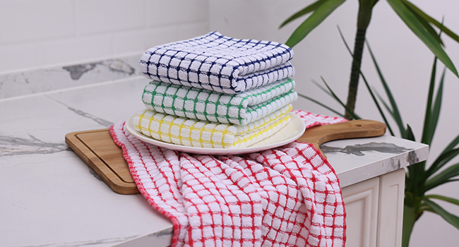 Kitinjoy Cotton 8 Pack Terry Kitchen Dish Cloths, 12 x 12 Inches Super Soft and Absorbent Dish Rags, Quick Drying Dish Towels for Washing Dishes, Mixed Color