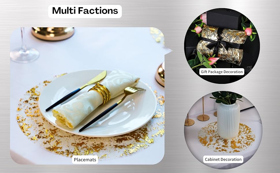 Snowkingdom Disposable Gold Placemats Set of 12 Metallic Round 13 Inch Foil Mesh Pressed Fall Table Mates 12 Pack Gold Doilies for Dining Table Wedding Birthday Party Holiday Home Decoration