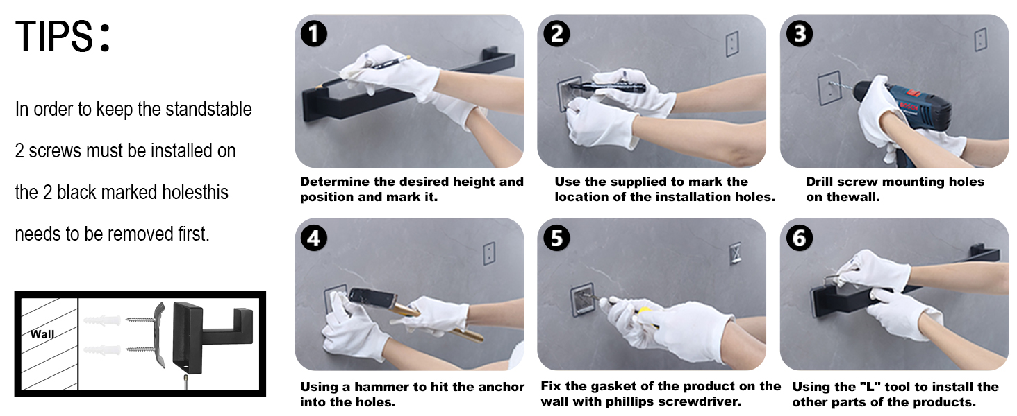 10-Pieces Matte Black Bathroom Accessories Set, 23.6 Inch Bath Towel Bar Set, SUS 304 Stainless Steel Bathroom Hardware Set, Towel Racks for Bathroom Wall Mounted.