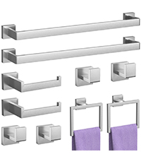 10-Pieces Matte Black Bathroom Accessories Set, 23.6 Inch Bath Towel Bar Set, SUS 304 Stainless Steel Bathroom Hardware Set, Towel Racks for Bathroom Wall Mounted.