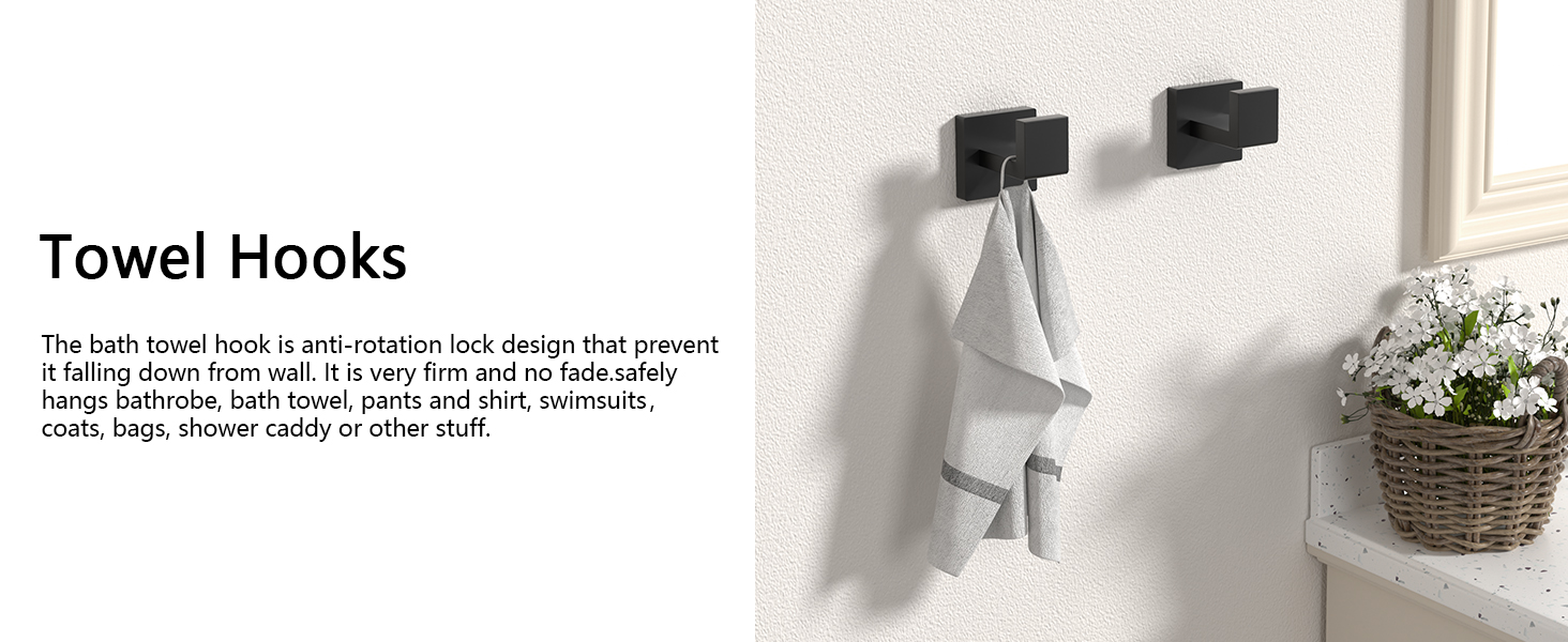 10-Pieces Matte Black Bathroom Accessories Set, 23.6 Inch Bath Towel Bar Set, SUS 304 Stainless Steel Bathroom Hardware Set, Towel Racks for Bathroom Wall Mounted.