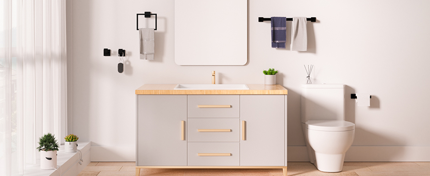 10-Pieces Matte Black Bathroom Accessories Set, 23.6 Inch Bath Towel Bar Set, SUS 304 Stainless Steel Bathroom Hardware Set, Towel Racks for Bathroom Wall Mounted.