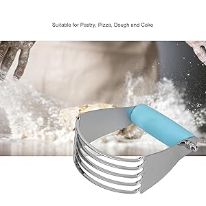 Professional Stainless Steel Dough Blender with Heavy Duty Blades, for Pastry, Baking, and More, Comfortable Handle (Wood)