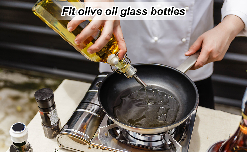 uxcell Stainless Steel Bottle Pourers, 2Pcs Olive Oil Spout with Rubber Dust Caps, Cork Design Wine Bottle Stoppers for Pours Liquid, Olive Oil, Wine, Vinegar, Most Liquor Bottles