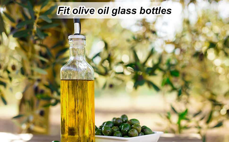 uxcell Stainless Steel Bottle Pourers, 2Pcs Auto Flip Olive Oil Spout, Cork Design Wine Bottle Stoppers, for Pours Liquid, Olive Oil, Wine, Vinegar, Most Liquor Bottles