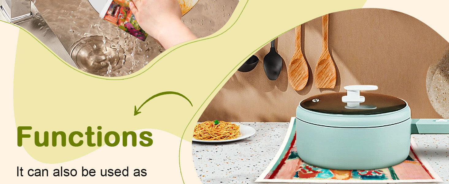 6 Pack Swedish Dishcloths for Kitchen - Reusable Dish Cloths for Washing Dishes Absorbent Cute Funny Kitchen Towels Cleaning Sponge, Floral Cat