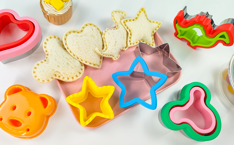 Sandwich Cutter and Sealer, Sandwich Cutter for Kids 5 PCS（BIG）, Decruster Sandwich Maker, Great for Lunchbox and Bento Box - Boys and Girls Kids Lunch