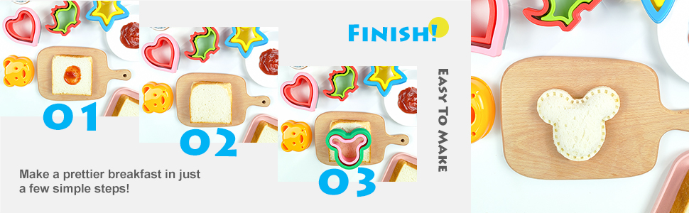 Sandwich Cutter and Sealer, Sandwich Cutter for Kids 5 PCS（BIG）, Decruster Sandwich Maker, Great for Lunchbox and Bento Box - Boys and Girls Kids Lunch