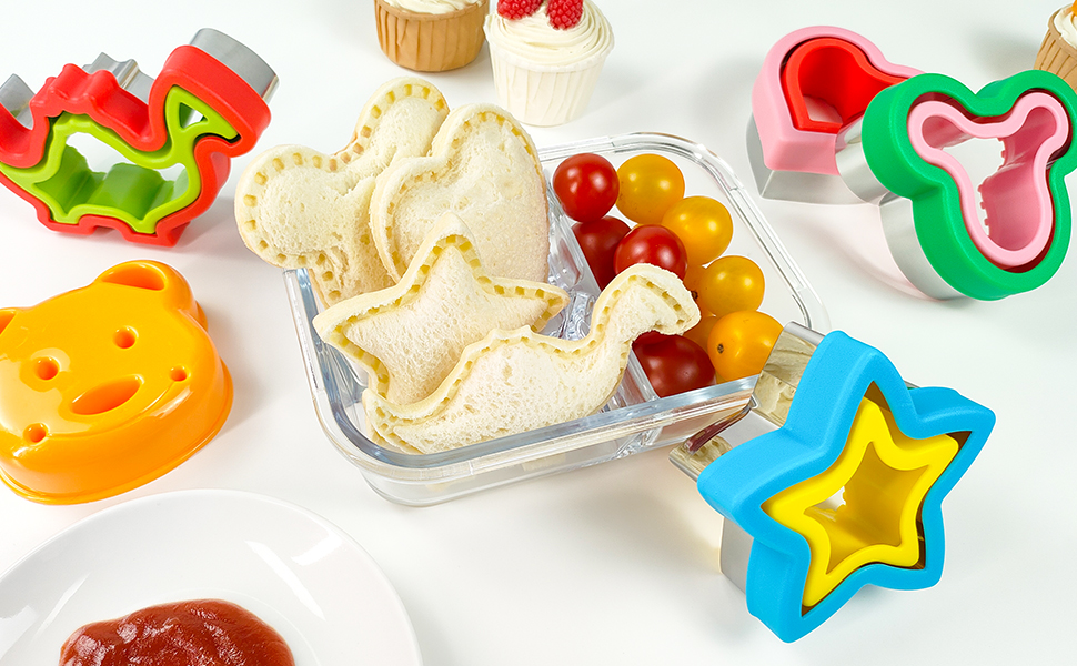 Sandwich Cutter and Sealer, Sandwich Cutter for Kids 5 PCS（BIG）, Decruster Sandwich Maker, Great for Lunchbox and Bento Box - Boys and Girls Kids Lunch