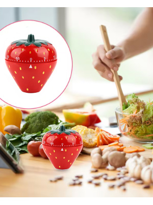 Joyzan Strawberry Shaped Timer, Cartoon Mechanical Time Reminder Cute Fruit Cooking Kitchen Baking Household Manual Precise Countdown 60 Minutes Meal Prep Wake Up Home Study Desktop Classroom