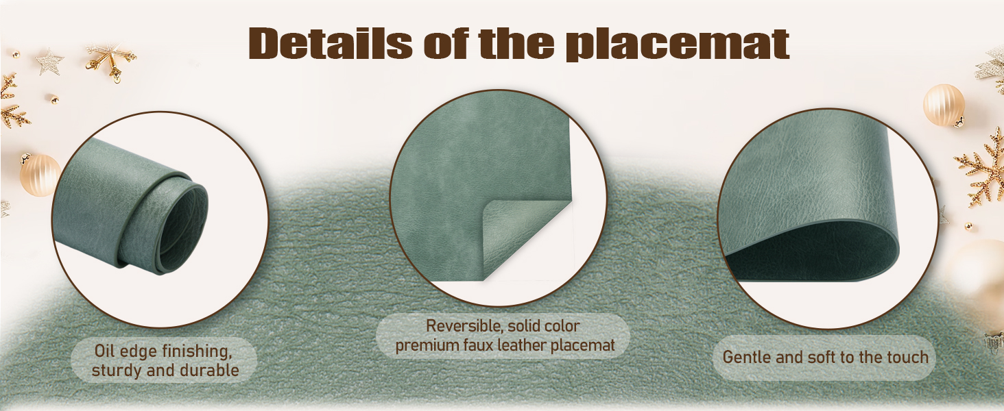 UnivoColors Placemats,Heat Resistant Placemats Set of 4 Washable 12 x 17 Inch,Waterproof Table Mats,Wipeable Pu Place Mats for Kitchen,Dining Room.Reddish Brown