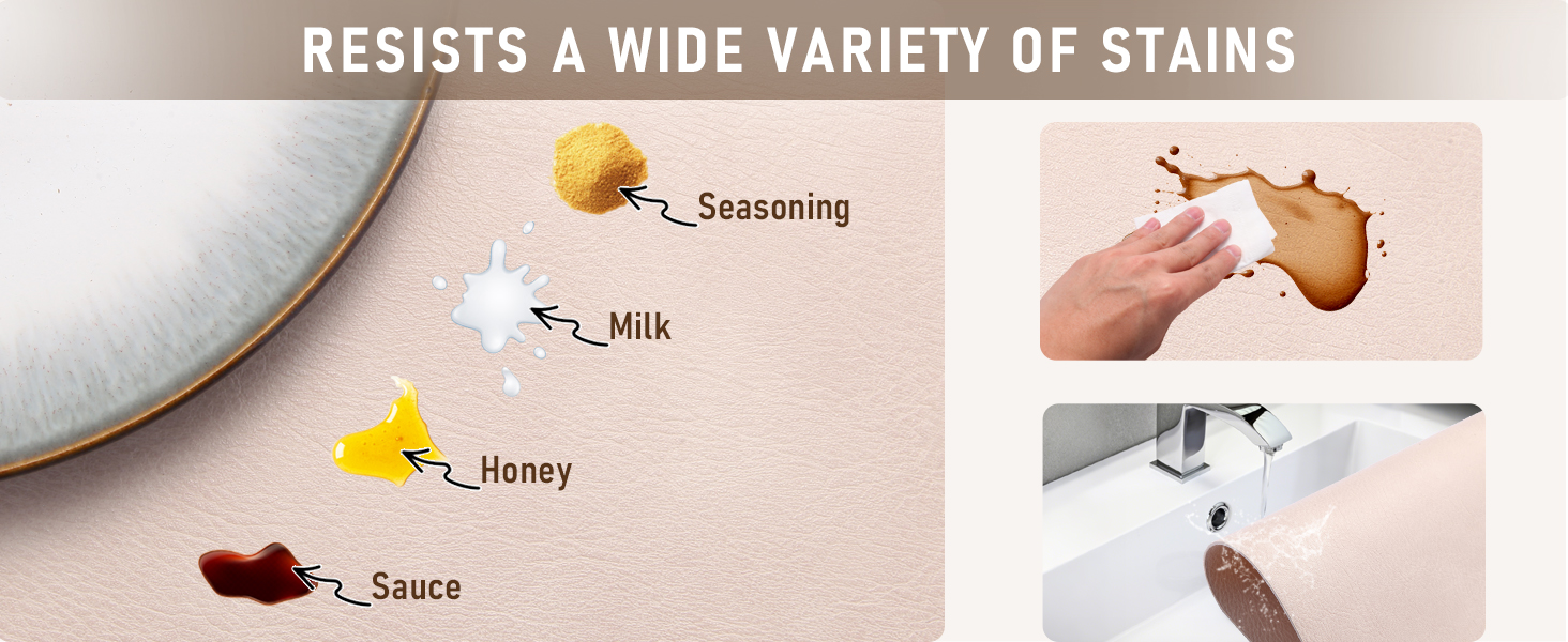 UnivoColors Placemats,Heat Resistant Placemats Set of 4 Washable 12 x 17 Inch,Waterproof Table Mats,Wipeable Pu Place Mats for Kitchen,Dining Room.Reddish Brown