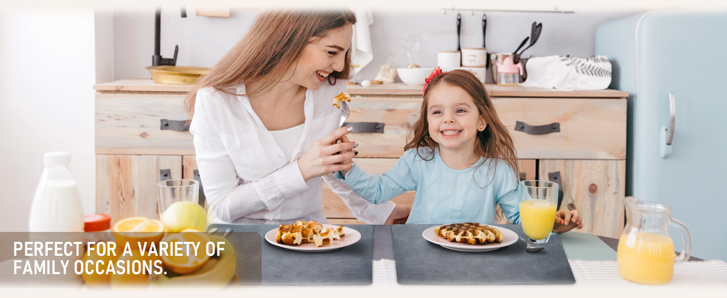 UnivoColors Placemats,Heat Resistant Placemats Set of 4 Washable 12 x 17 Inch,Waterproof Table Mats,Wipeable Pu Place Mats for Kitchen,Dining Room.Reddish Brown