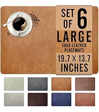 UnivoColors Placemats,Heat Resistant Placemats Set of 4 Washable 12 x 17 Inch,Waterproof Table Mats,Wipeable Pu Place Mats for Kitchen,Dining Room.Reddish Brown