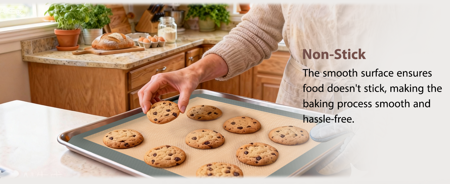 Silicone Baking Mat, 3 Pack Reusable Baking Sheet, Non-Stick ＆ Food Safe Silicone Mats for Baking for Making Cookies Macaroons Bread, Baking Supplies ＆ Accessories