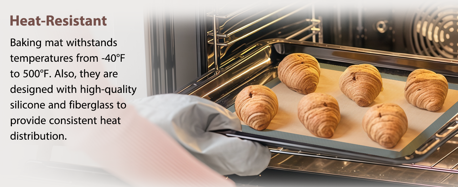 Silicone Baking Mat, 3 Pack Reusable Baking Sheet, Non-Stick ＆ Food Safe Silicone Mats for Baking for Making Cookies Macaroons Bread, Baking Supplies ＆ Accessories