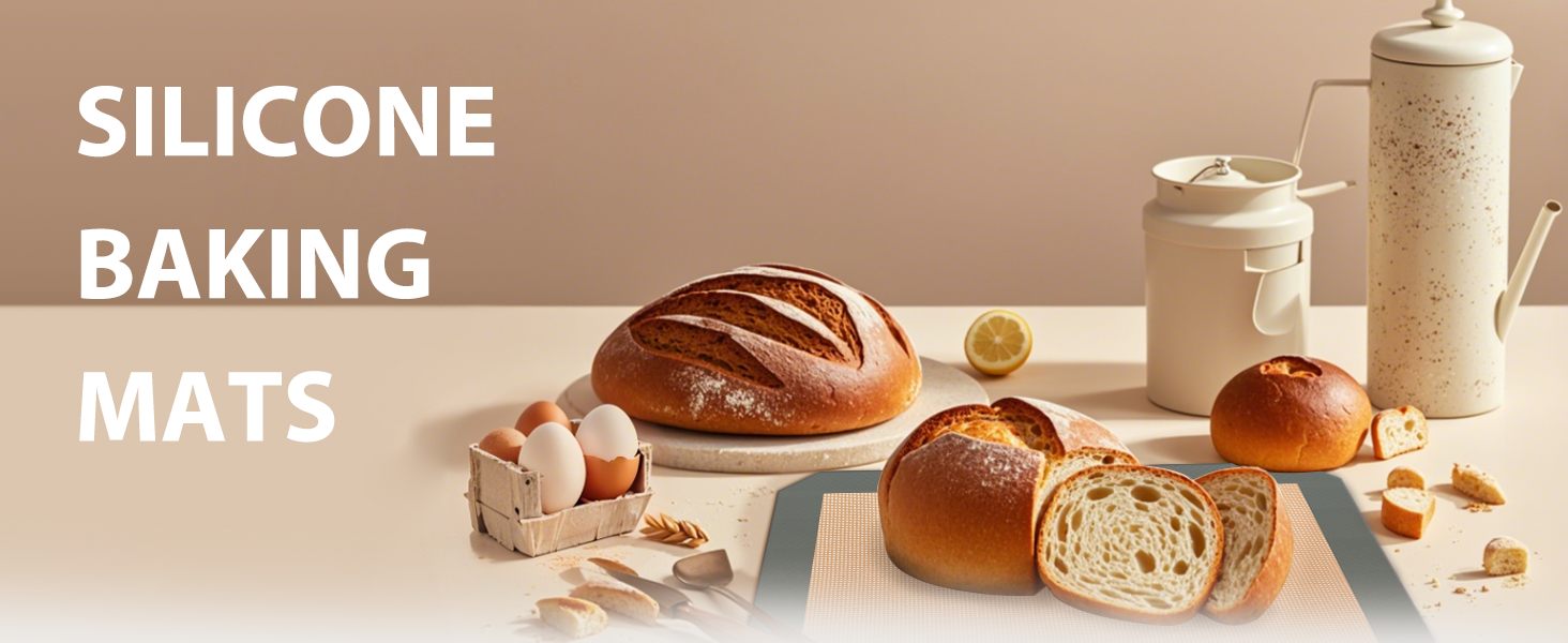 Silicone Baking Mat, 3 Pack Reusable Baking Sheet, Non-Stick ＆ Food Safe Silicone Mats for Baking for Making Cookies Macaroons Bread, Baking Supplies ＆ Accessories