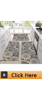 Bsmathom Farmhouse Kitchen Rugs Sets 3 Piece with Runner, Non Slip Kitchen Rugs and Mats Set Non Skid Washable Kitchen Floor Mat for Kitchen Floor Hallway Living Room Office Entryway