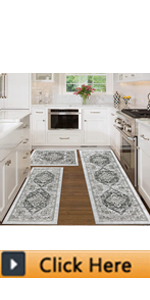 Bsmathom Farmhouse Kitchen Rugs Sets 3 Piece with Runner, Non Slip Kitchen Rugs and Mats Set Non Skid Washable Kitchen Floor Mat for Kitchen Floor Hallway Living Room Office Entryway