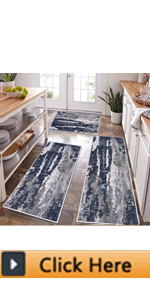Bsmathom Farmhouse Kitchen Rugs Sets 3 Piece with Runner, Non Slip Kitchen Rugs and Mats Set Non Skid Washable Kitchen Floor Mat for Kitchen Floor Hallway Living Room Office Entryway