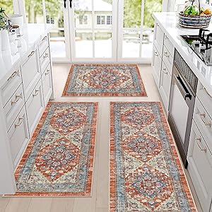 Bsmathom Farmhouse Kitchen Rugs Sets 3 Piece with Runner, Non Slip Kitchen Rugs and Mats Set Non Skid Washable Kitchen Floor Mat for Kitchen Floor Hallway Living Room Office Entryway