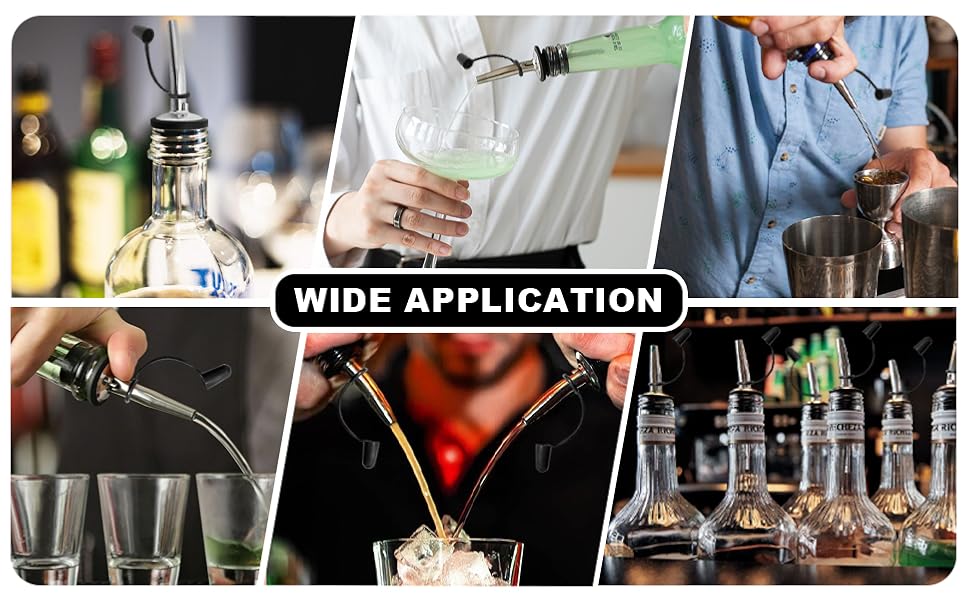 Liquor Bottle Pourers with Rubber Dust Cap 2 Pack Stainless Steel Pour Spouts for Liquor Bottles/Olive Oil Bottles/Alcohol Bottles/Vinegar Bottles