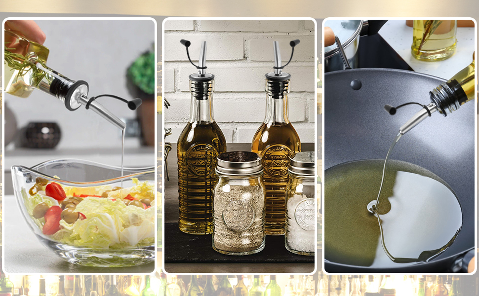 Liquor Bottle Pourers with Rubber Dust Cap 2 Pack Stainless Steel Pour Spouts for Liquor Bottles/Olive Oil Bottles/Alcohol Bottles/Vinegar Bottles