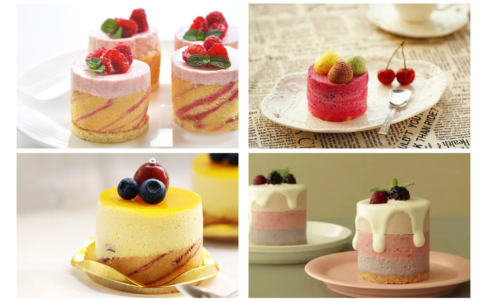 Guowall Cake Ring Mold 8 pcs Mini Mousse Mould Seamless Stainless Steel Cake Cutter Small Size Round Food Pastry Shaping for Baking - 2 inch