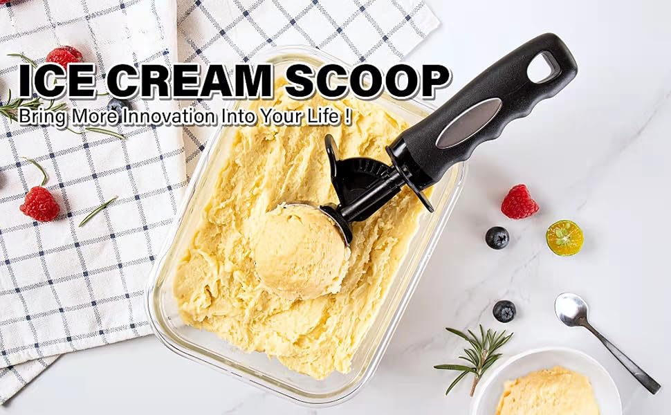 3.5 Tbsp Cookie Scoop, Ice Cream Scoop with Thumb Trigger, Cookie Dough Melon Baller Scoop 55 mm, Comfortable Grip, Non-Slip, 50 ML