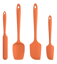 Silicone Kitchen Cooking Utensil Set: U-Taste 600ºF Heat Resistant 13.6in Extra Long Kitchen Tools, Food-Grade Non-Stick Spatula Turner Spoon Ladle for Stir Frying, Serving, Mixing (5 Pieces, Orange)