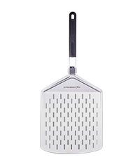 KitchenStar Perforated Pizza Peel 12 inch with 10 inch Folding Handle, Medium - Stainless Steel Spatula Paddle for Effortless Pizza Transfer & Easy Storrage - Outdoor Pizza Oven Accessories